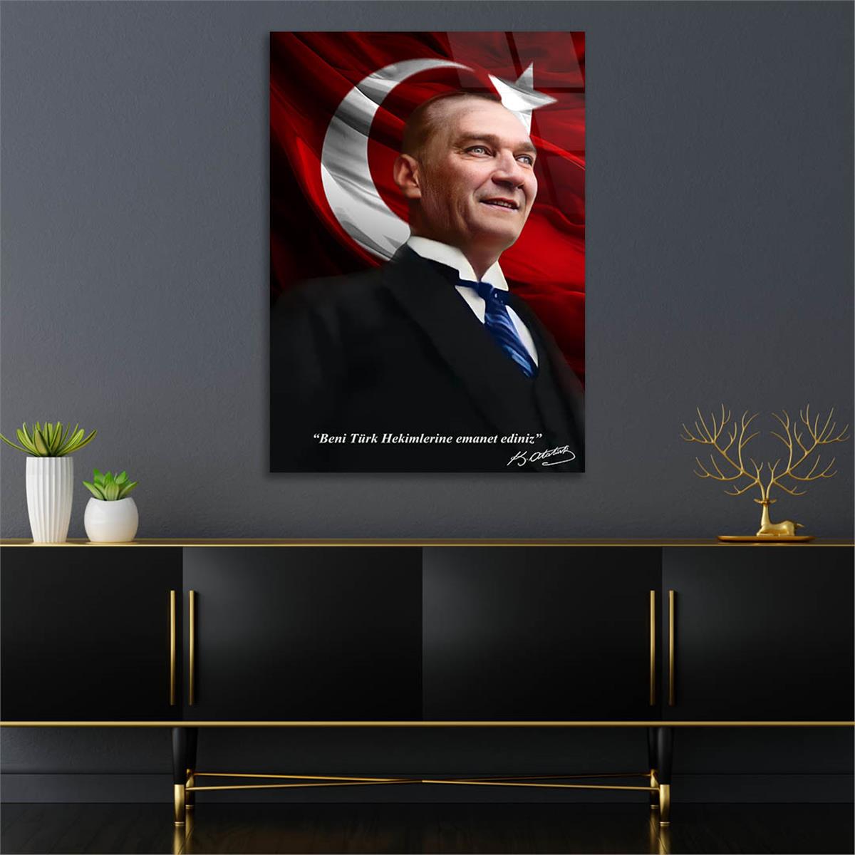 Dikey VatanTemalı Cam Tablo 190