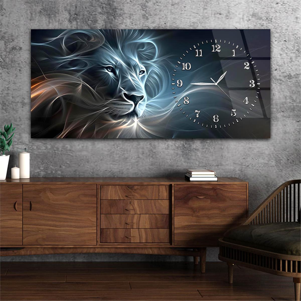 Yatay Saatli Yandan Sanat Temalı Cam Tablo 284