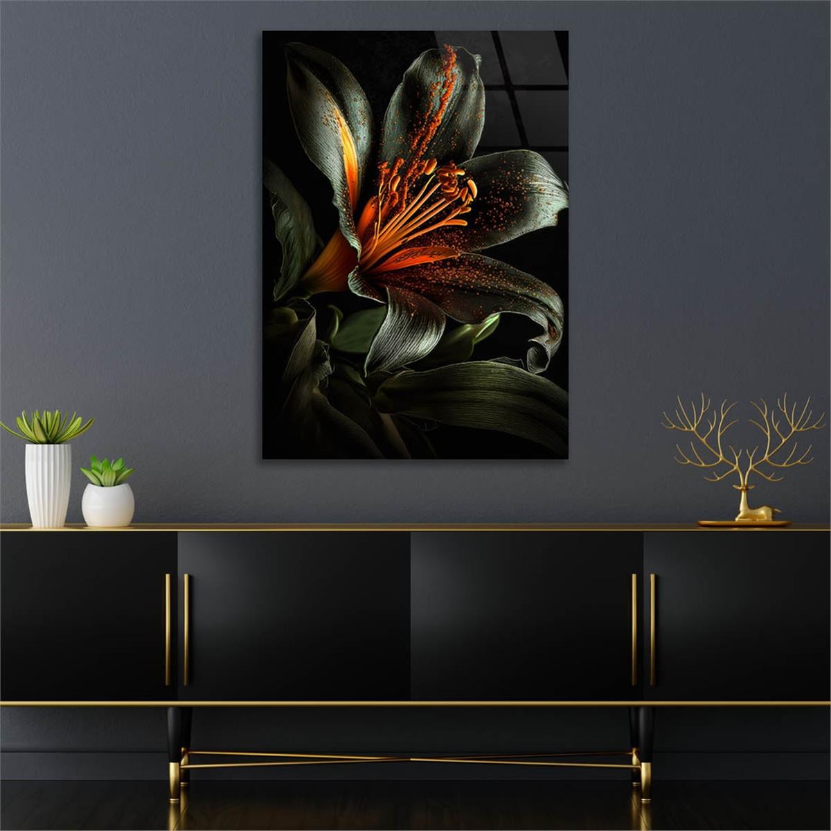 Dikey Sanat Temalı Cam Tablo 414