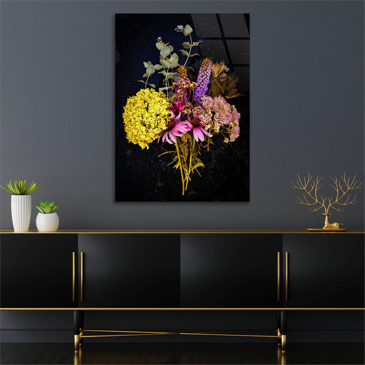 Dikey Sanat Temalı Cam Tablo 510