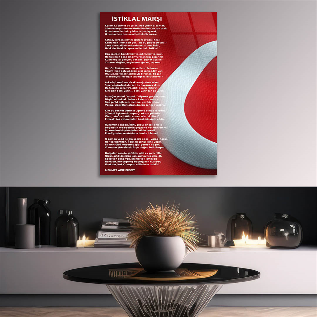 Turkish National Anthem Tempered Glass Wall Art 