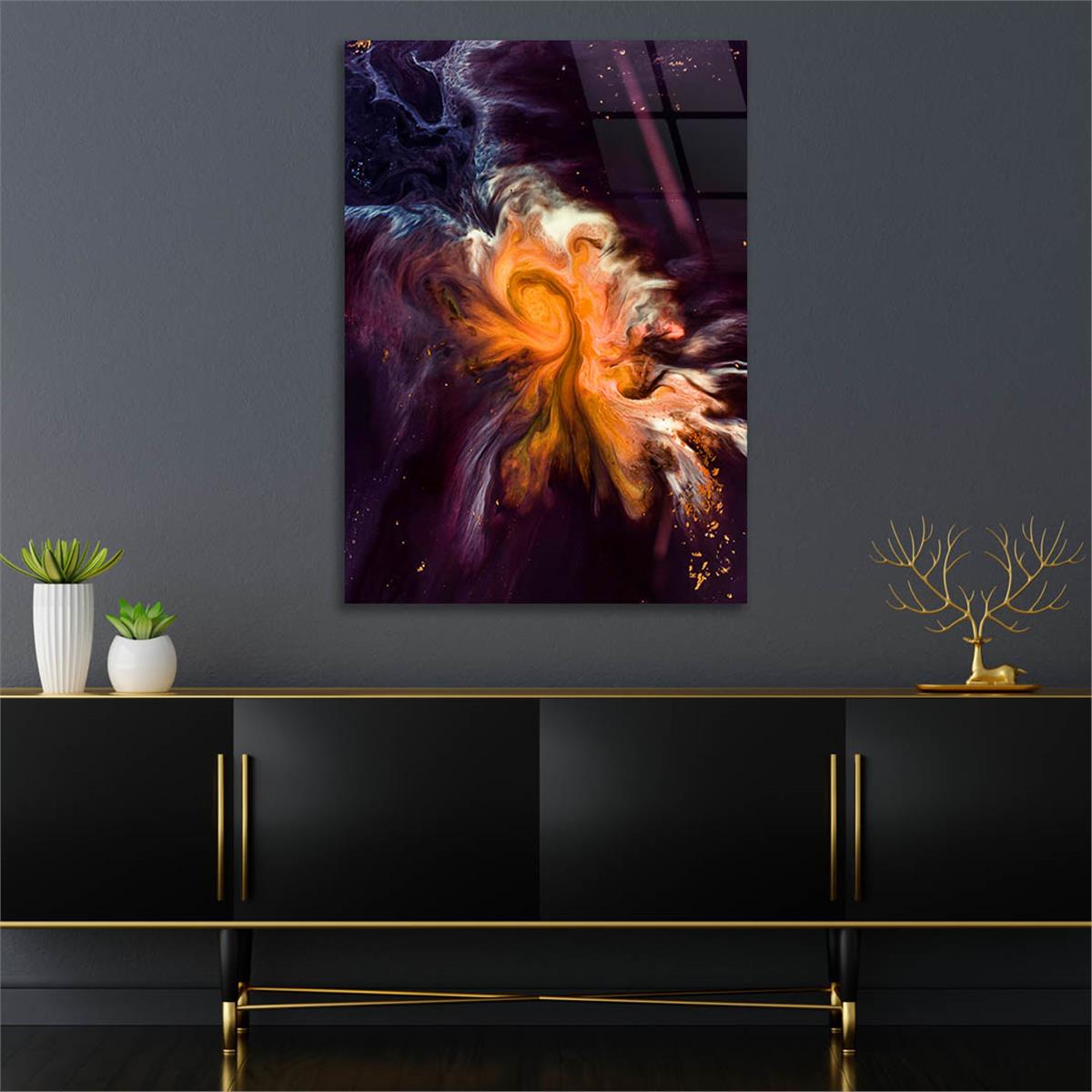 Dikey Sanat Temalı Cam Tablo 492