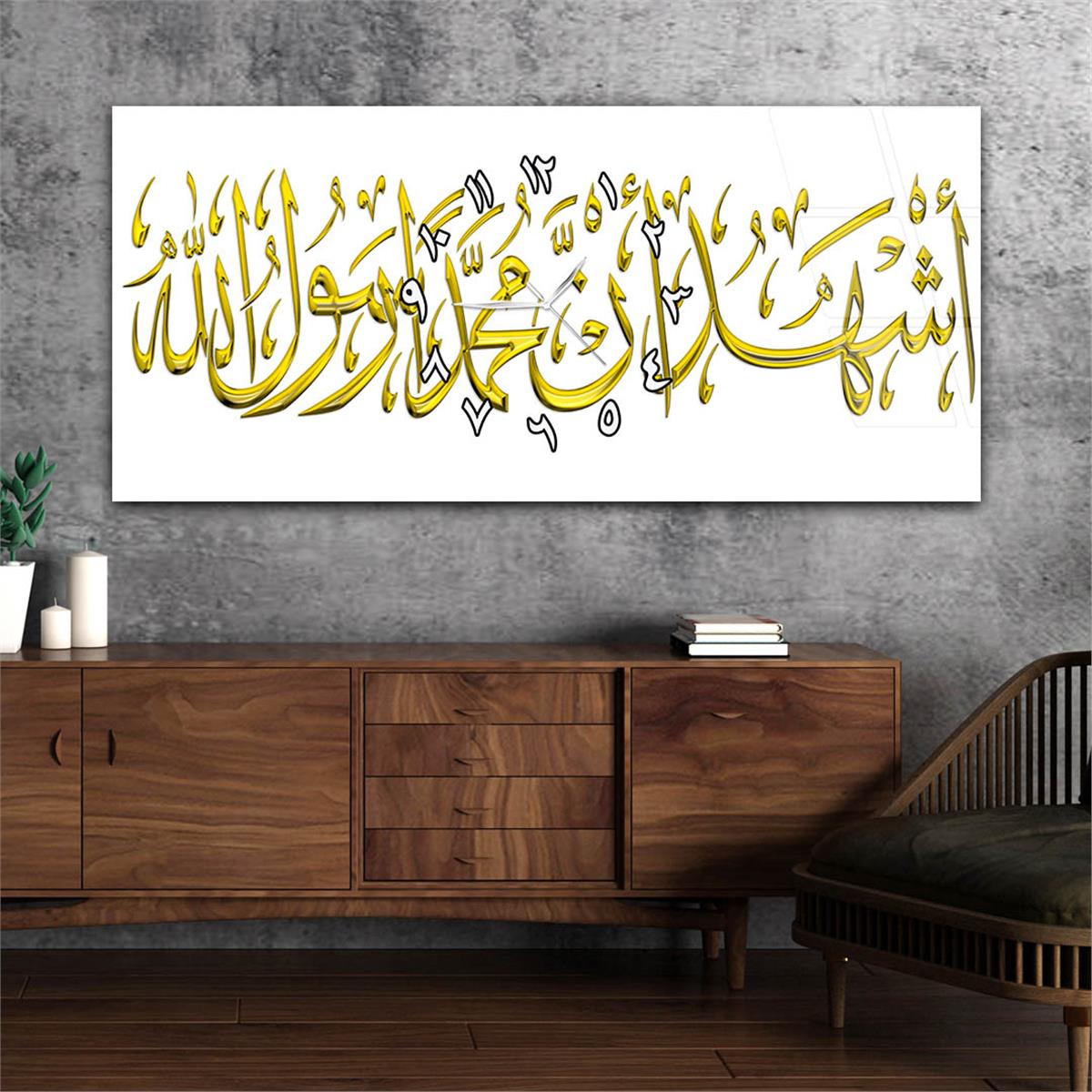 Horizontaal, in Het Midden Voorzien Van Een Klok, Religieus Thema Gehard Glasschilderij 023