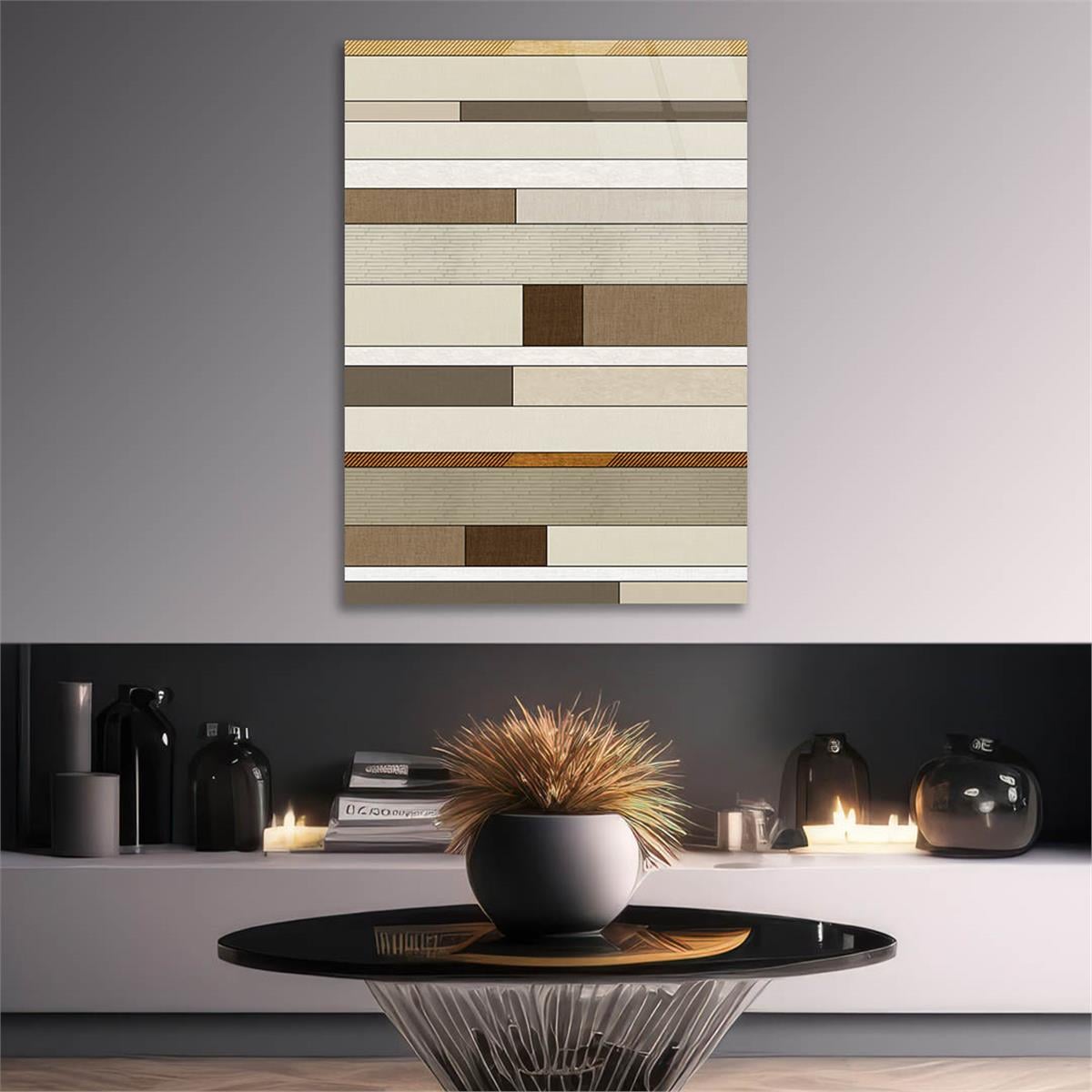 Dikey Sanat Temalı Cam Tablo 516