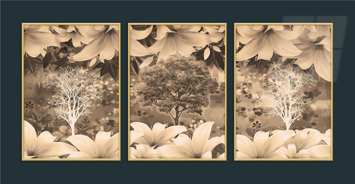 Alüminyum Çerçeveli Sanat Temalı 3lü Set MDF Tablo 0051