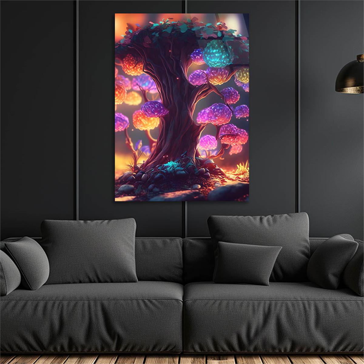 Dikey Sanat Temalı Cam Tablo 466