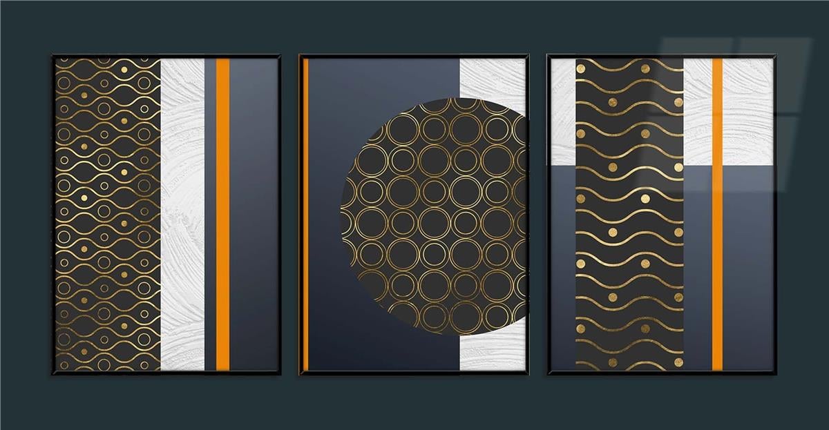 Alüminyum Çerçeveli Sanat Temalı 3lü Set MDF Tablo 0057