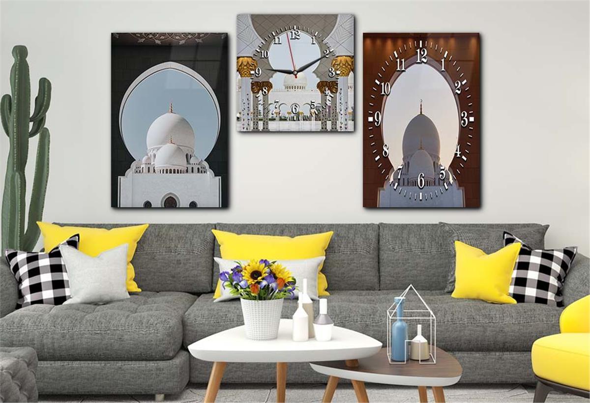 Tempered Glasss Wall Arts Religious-Themed Set with Clock