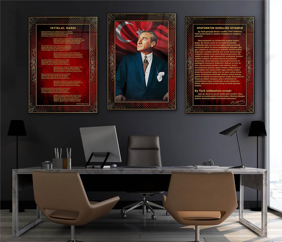  3lü Set VatanTemalı Cam Tablo 17