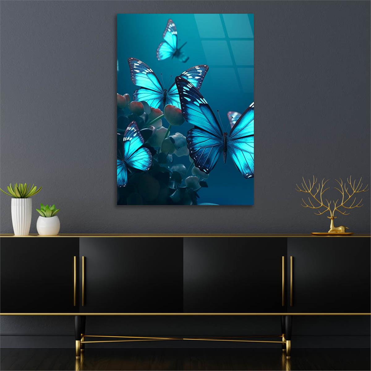 Dikey Sanat Temalı Cam Tablo 419