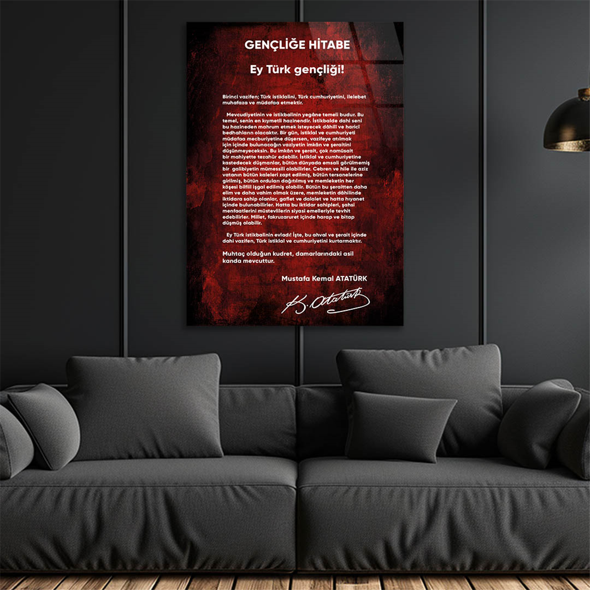 Atatürks adres tot de Turkse jeugd Glasschilderij