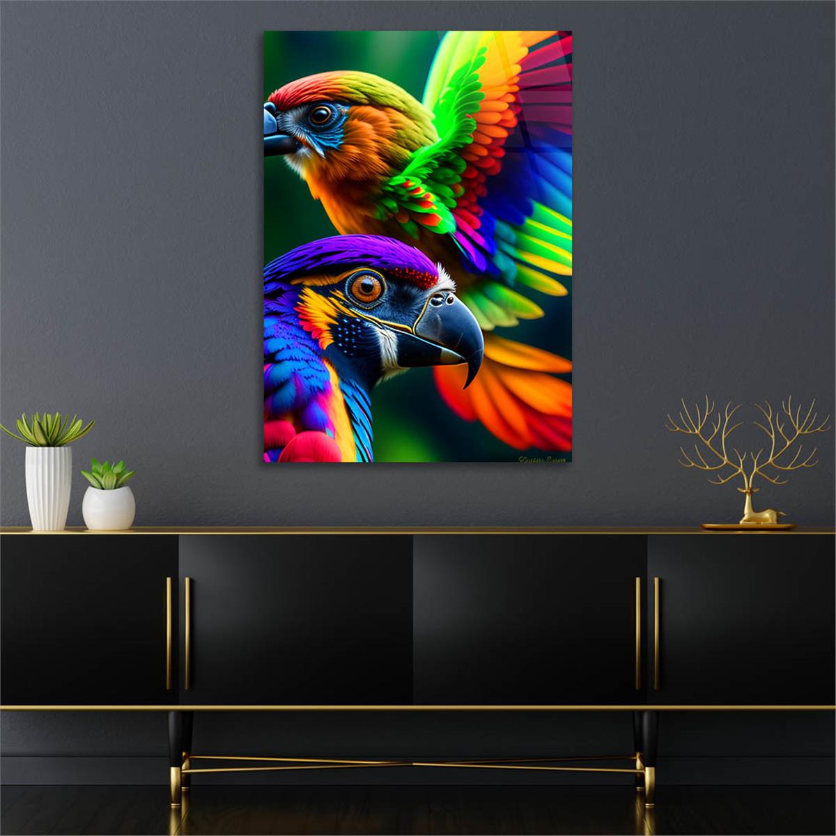 Dikey Doğa Temalı Cam Tablo 405