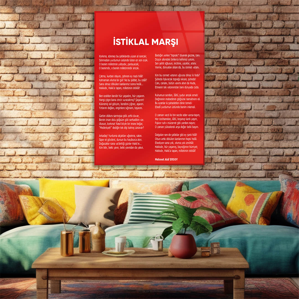 Turkish National Anthem Tempered Glass Wall Art 