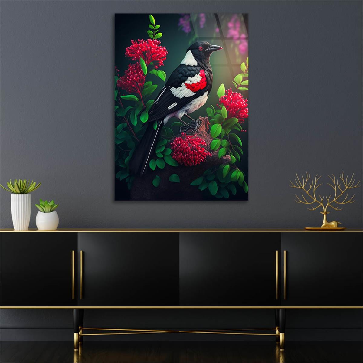 Dikey Doğa Temalı Cam Tablo 248