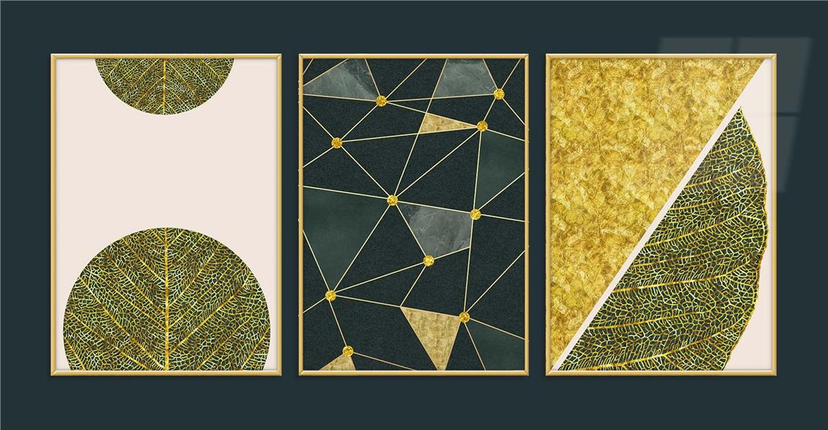 Alüminyum Çerçeveli Sanat Temalı 3lü Set MDF Tablo 0055
