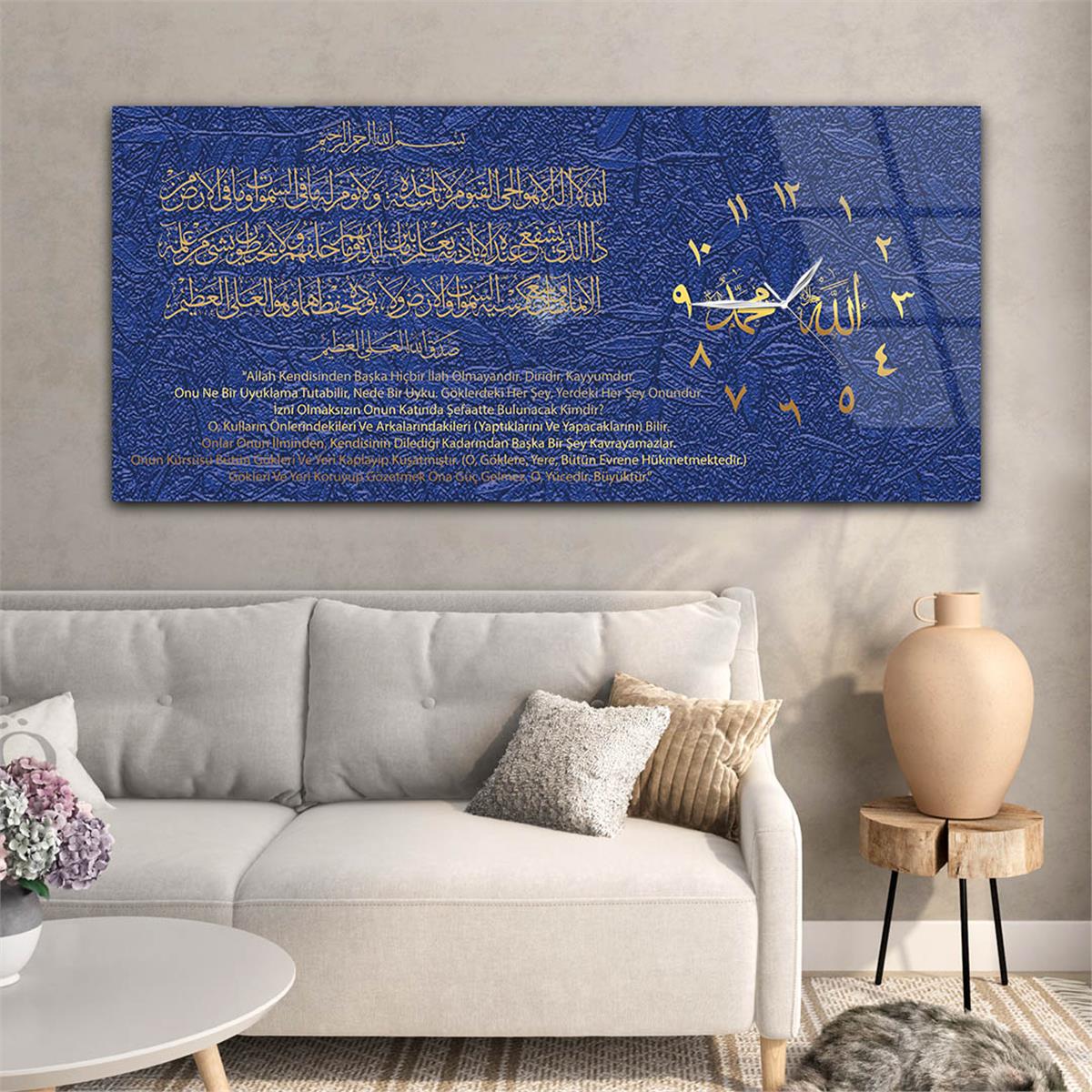 Horizontaal, Aan De Zijkant Voorzien Van Een Klok, Religieus Thema Gehard Glasschilderij 019