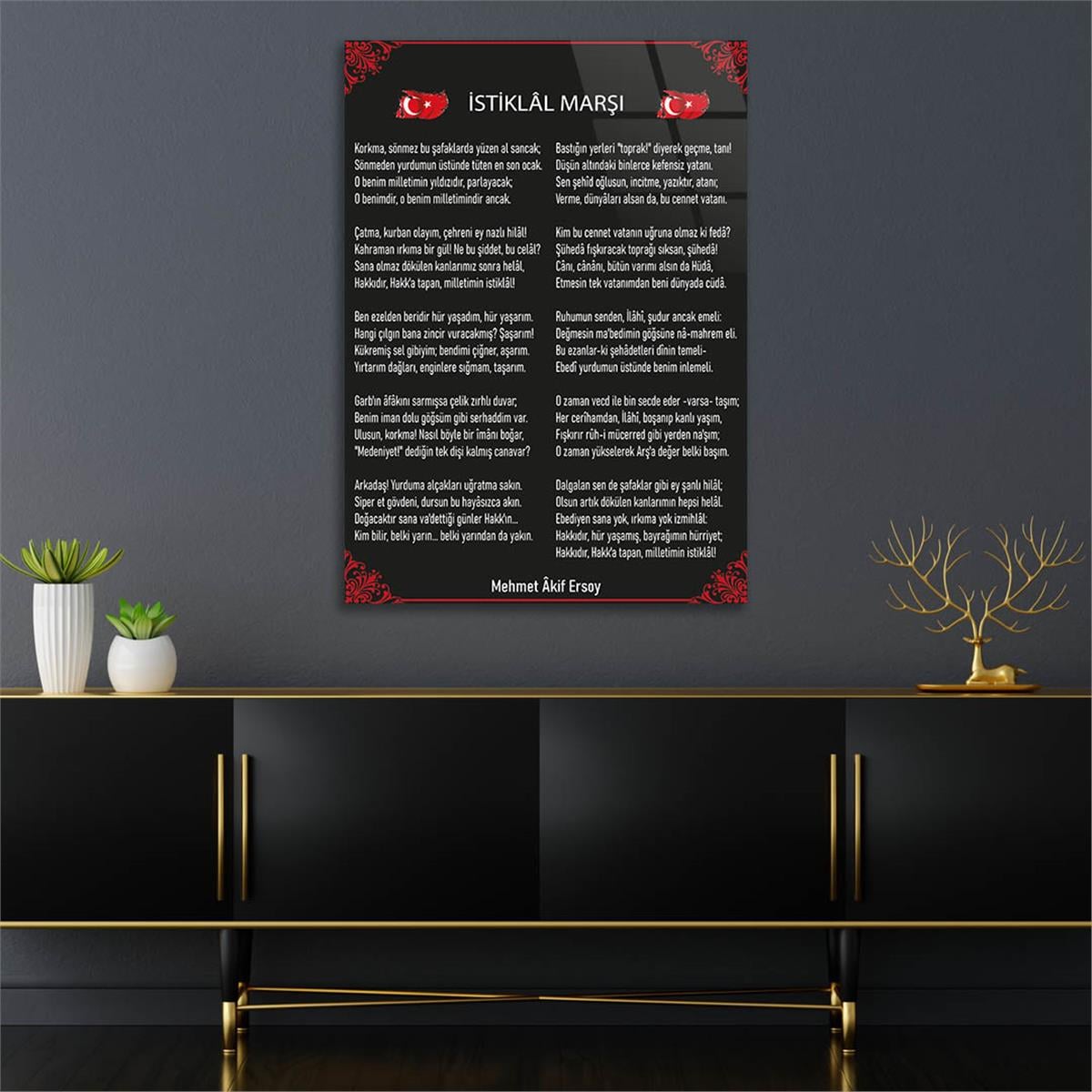 Turkish National Anthem Tempered Glass Wall Art 
