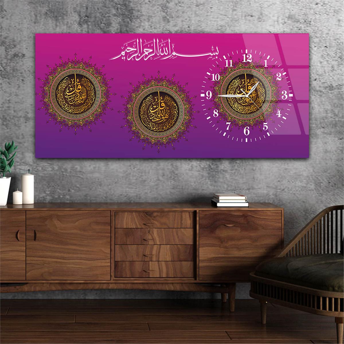 Side-Clock, Religious-Themed Horizontal Glass Wall Painting 057