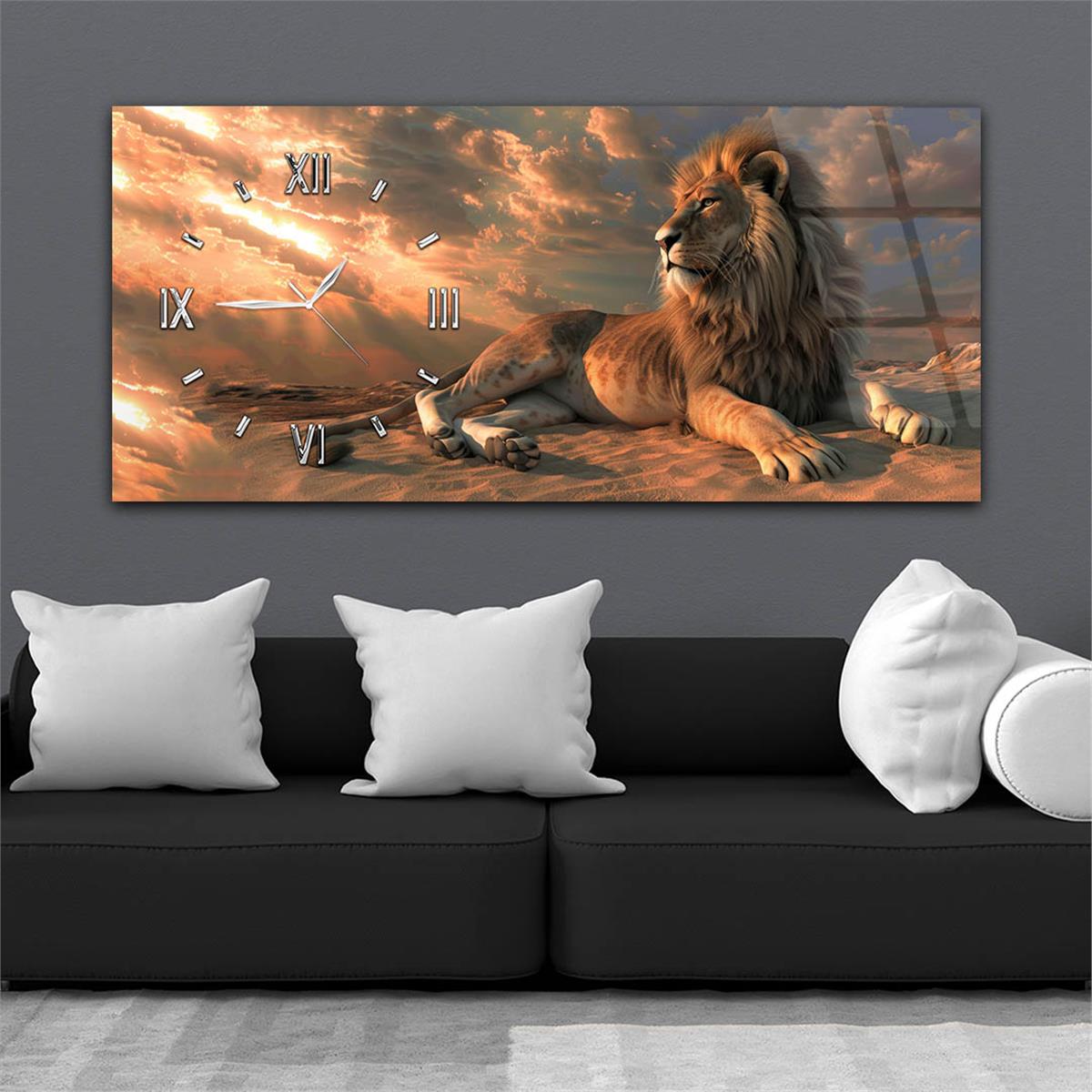 Yatay Saatli Yandan Sanat Temalı Cam Tablo 323