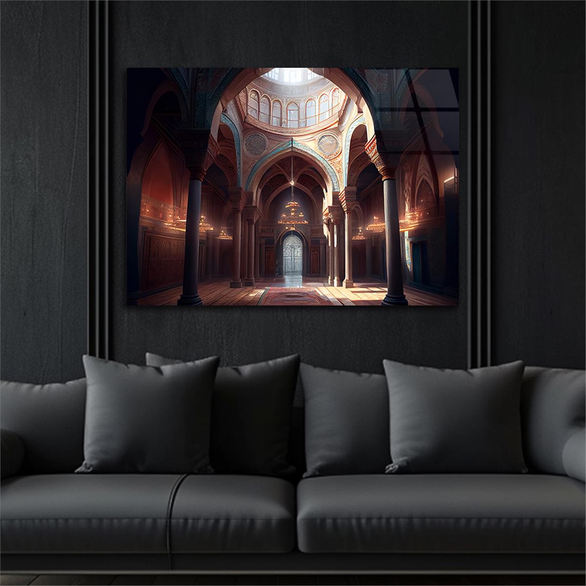 Yatay Dini Temalı Cam Tablo 192