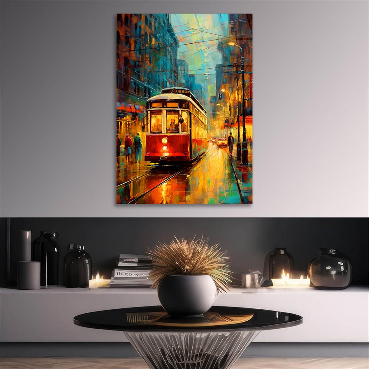 Dikey Sanat Temalı Cam Tablo 529