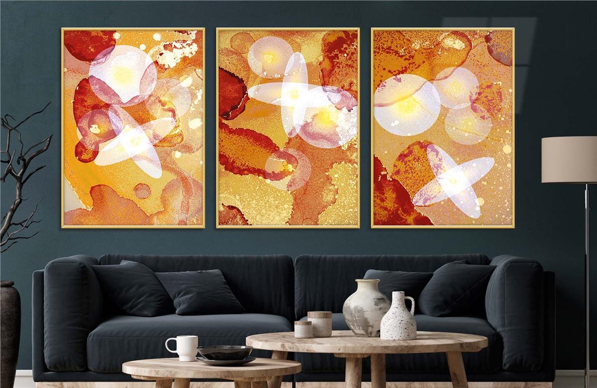 Alüminyum Çerçeveli Sanat Temalı 3lü Set CAM Tablo 0007