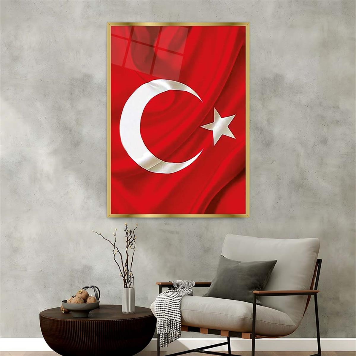 Aluminum-Framed National-Themed Tempered Glass Wall Art 097