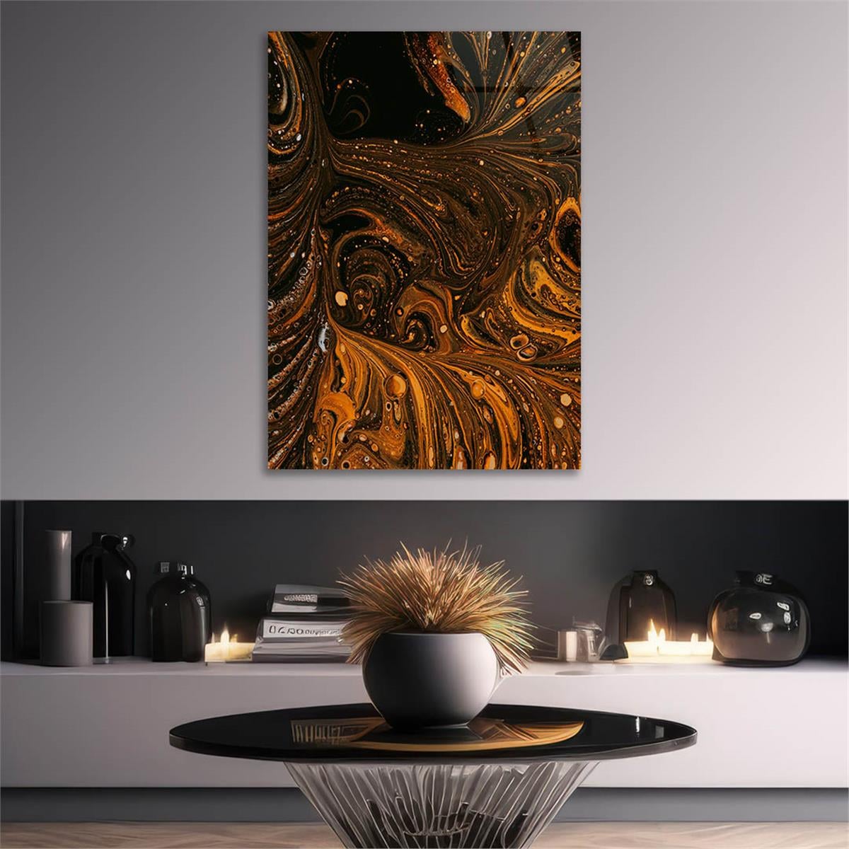 Dikey Sanat Temalı Cam Tablo 537