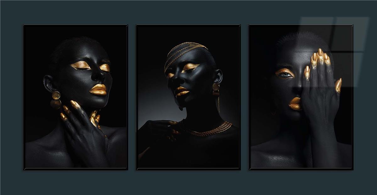 Alüminyum Çerçeveli Sanat Temalı 3lü Set MDF Tablo 0073