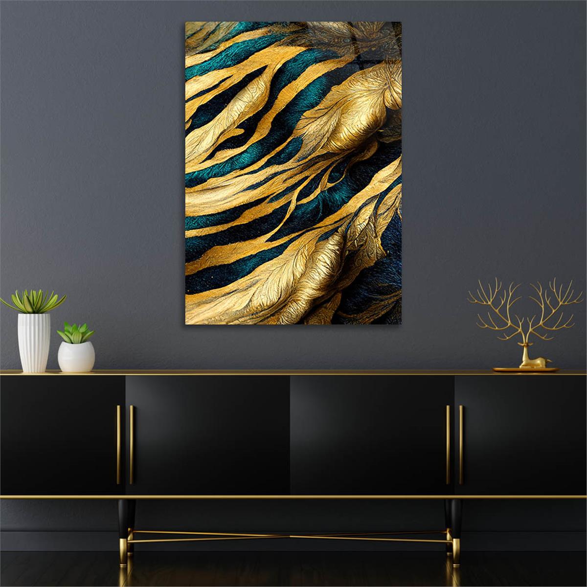 Dikey Sanat Temalı Cam Tablo 561