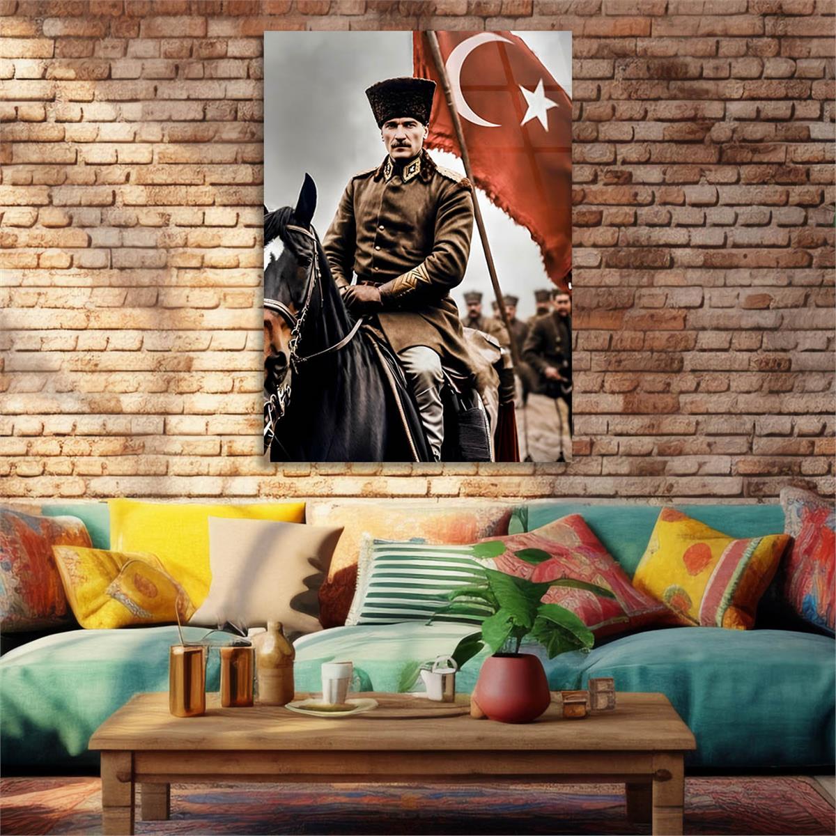 Dikey Vatan Temalı Cam Tablo 298