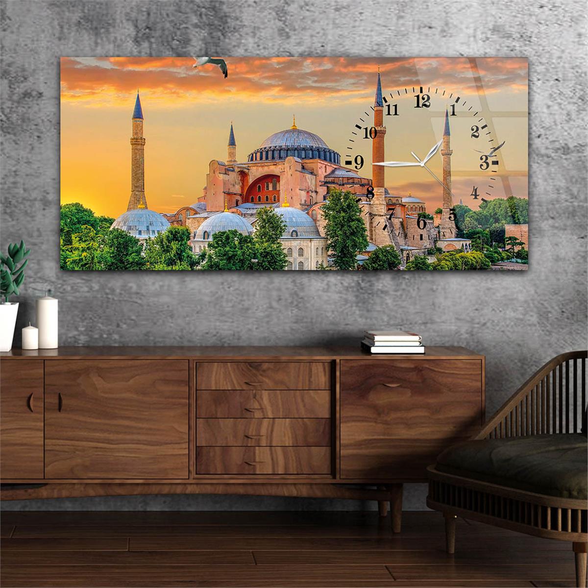 Side-Clock, Religious-Themed Horizontal Glass Wall Painting 028