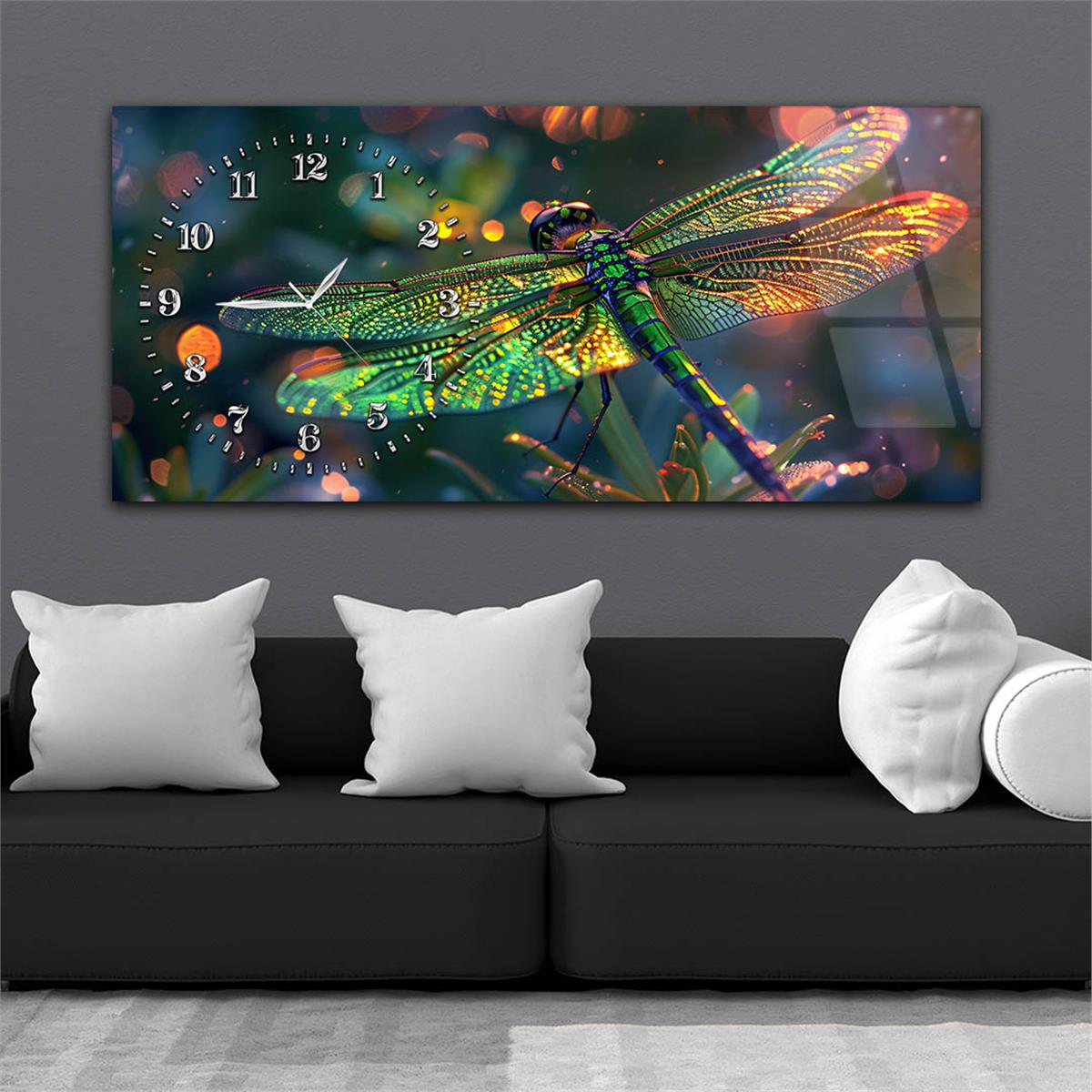 Yatay Saatli Yandan Sanat Temalı Cam Tablo 293