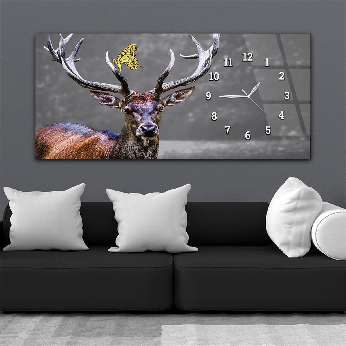 Horizontaal, Aan De Zijkant Voorzien Van Een Klok, Kunst en Natuur Thema Gehard Glasschilderij 238