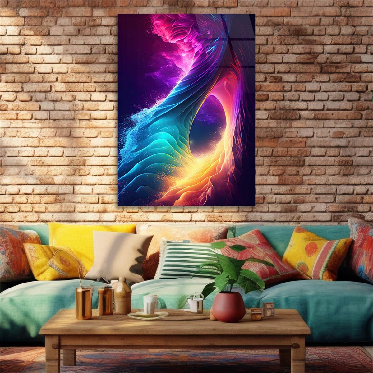 Dikey Sanat Temalı Cam Tablo 439