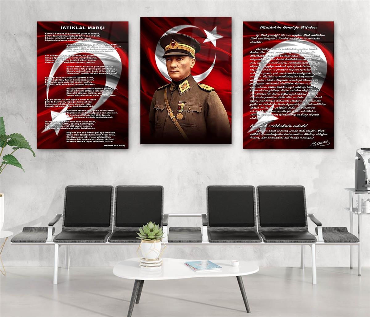  3lü Set VatanTemalı Cam Tablo 27