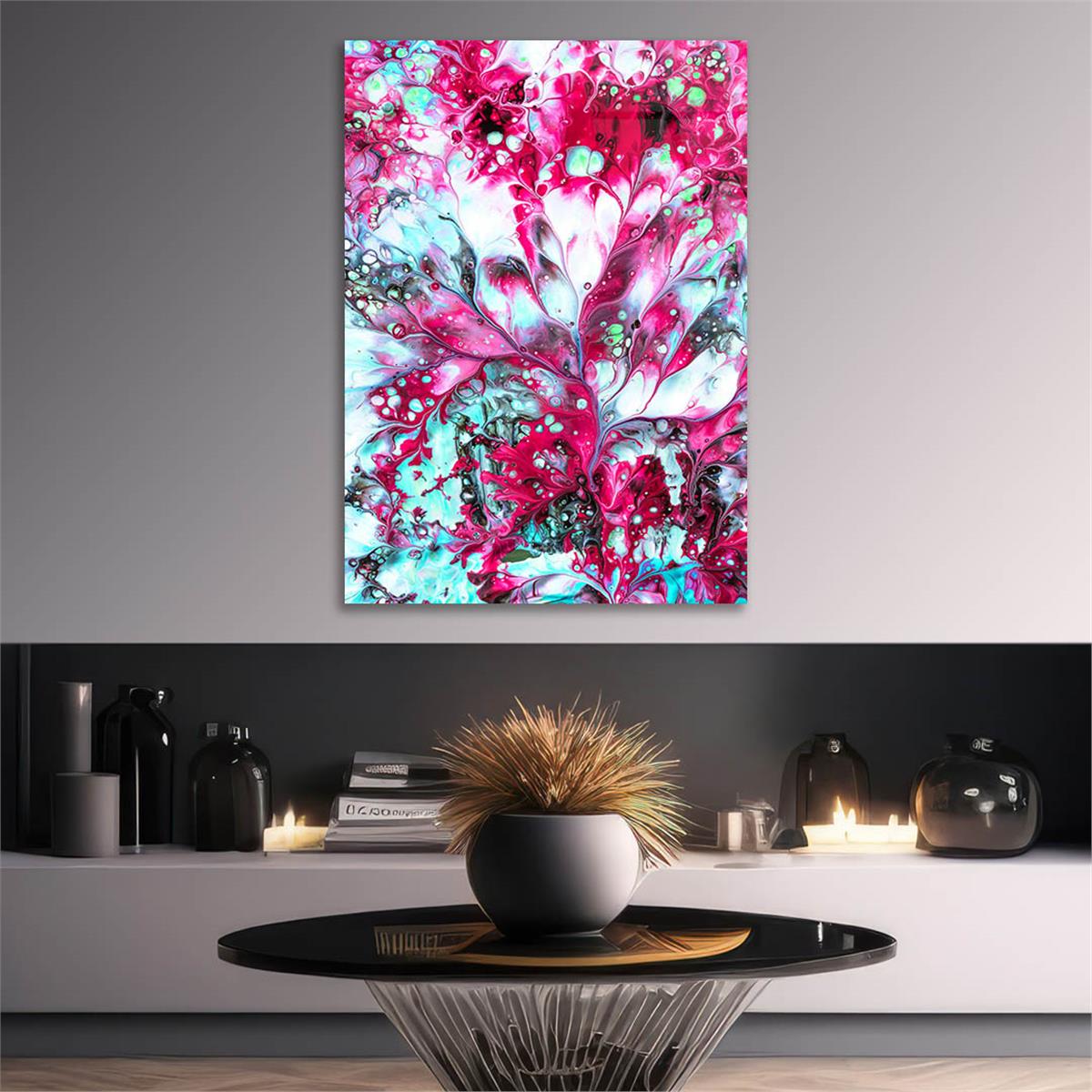 Dikey Sanat Temalı Cam Tablo 553