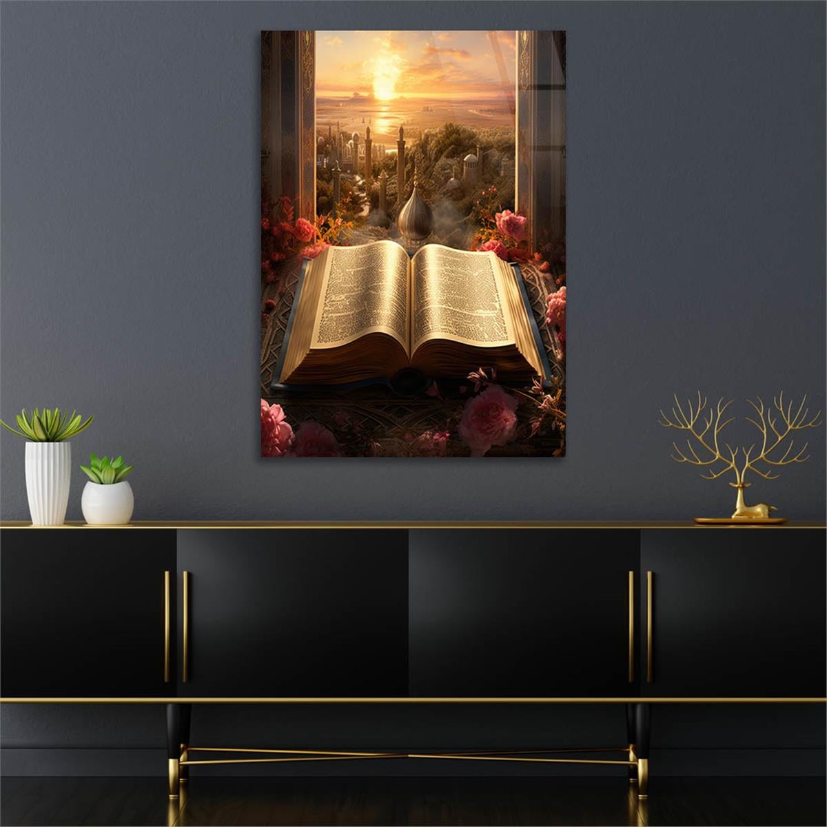 Dikey Dini Temalı Cam Tablo 293