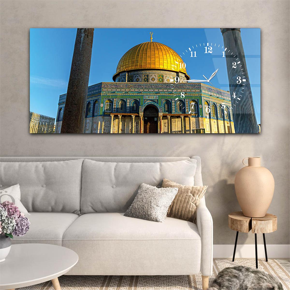 Side-Clock, Religious-Themed Horizontal Glass Wall Painting 029