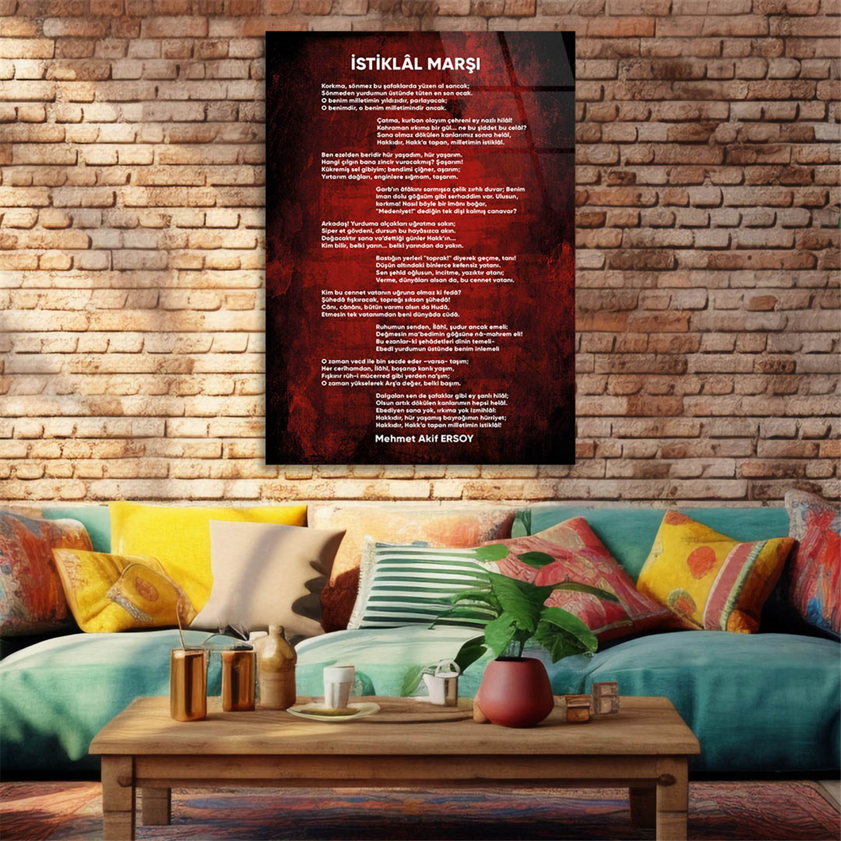 Turkish National Anthem Tempered Glass Wall Art 