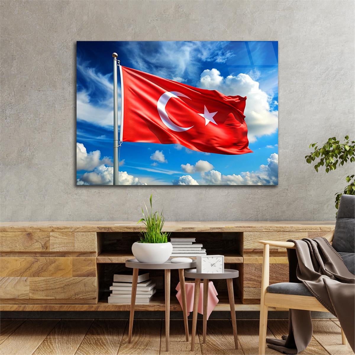 Yatay Vatan Temalı Cam Tablo 159