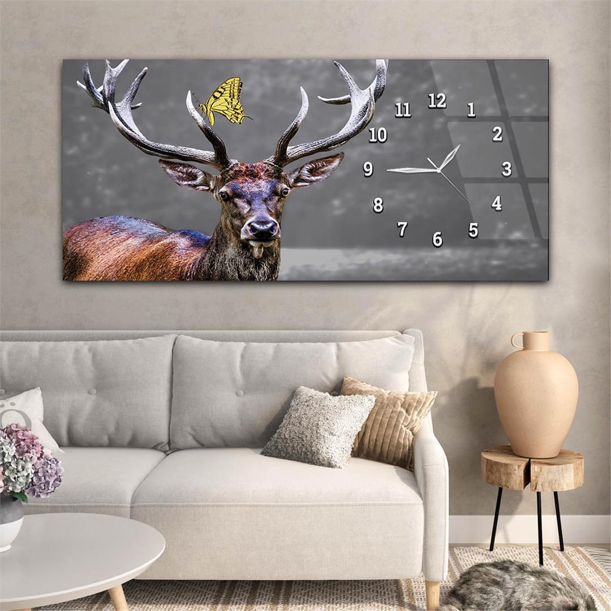 Horizontaal, Aan De Zijkant Voorzien Van Een Klok, Kunst en Natuur Thema Gehard Glasschilderij 238