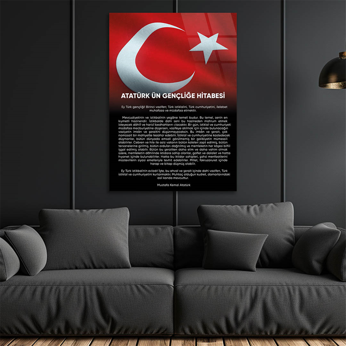 Atatürks adres tot de Turkse jeugd Glasschilderij