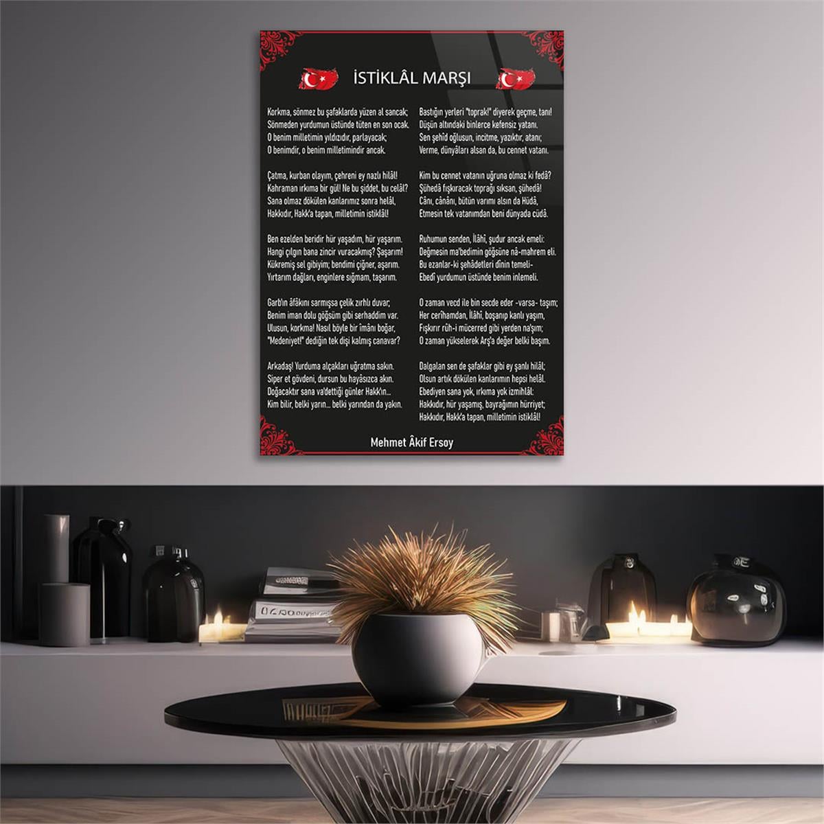 Turkish National Anthem Tempered Glass Wall Art 