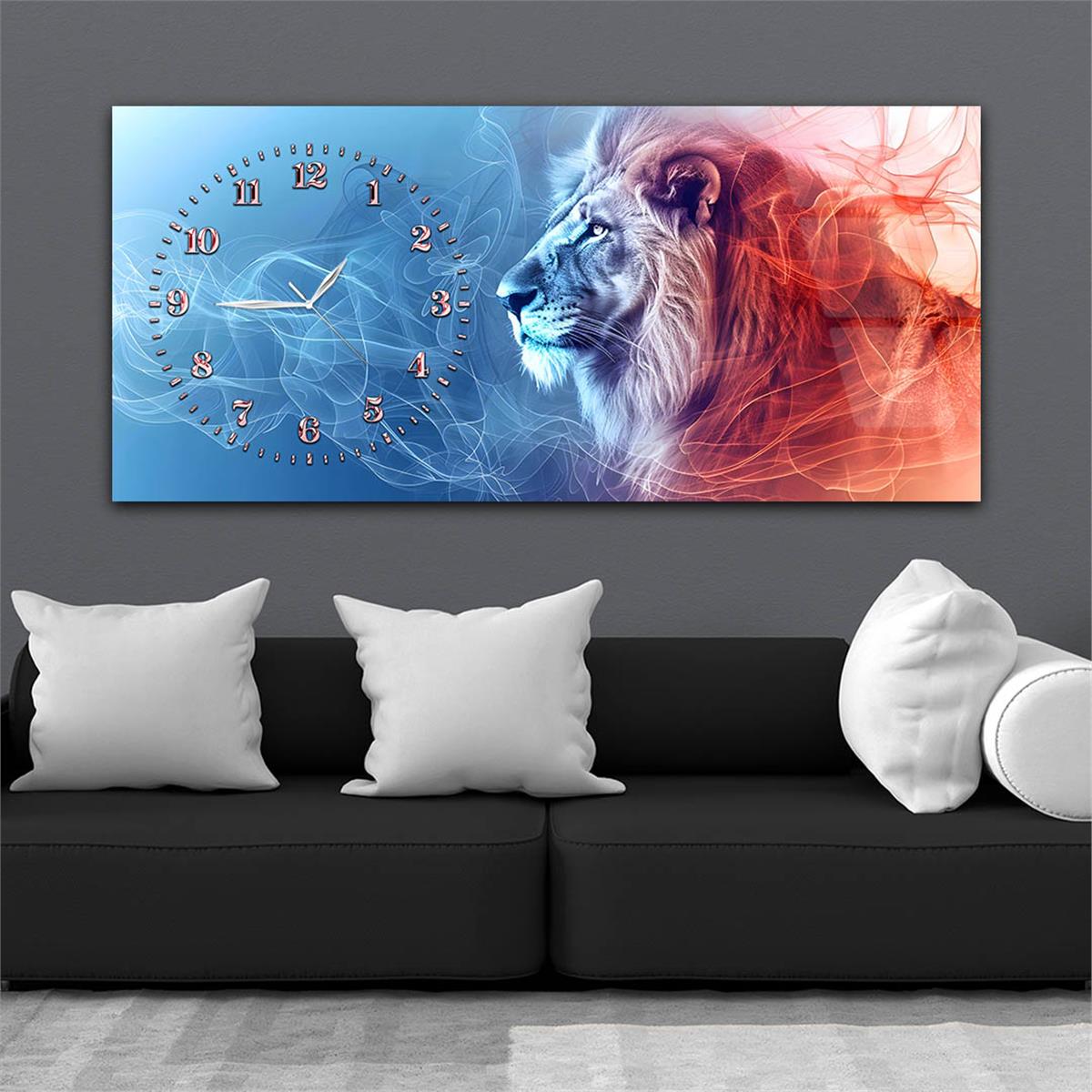 Yatay Saatli Yandan Sanat Temalı Cam Tablo 339