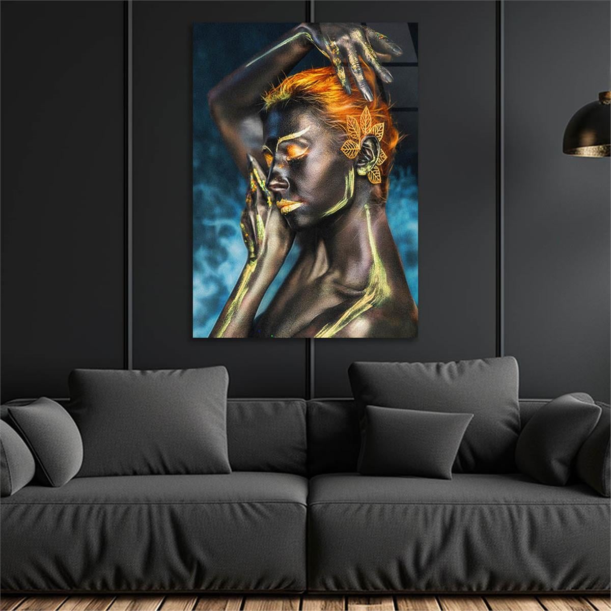 Dikey Sanat Temalı Cam Tablo 420