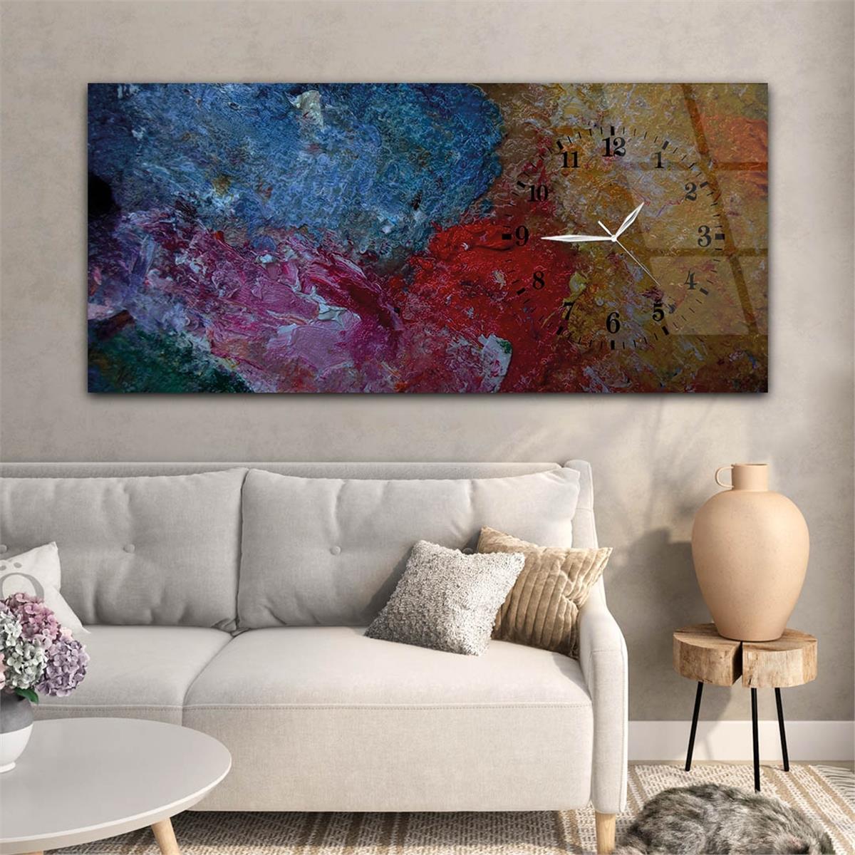 Side-Clock, Art And Nature-Themed Horizontal Glass Wall Painting 043