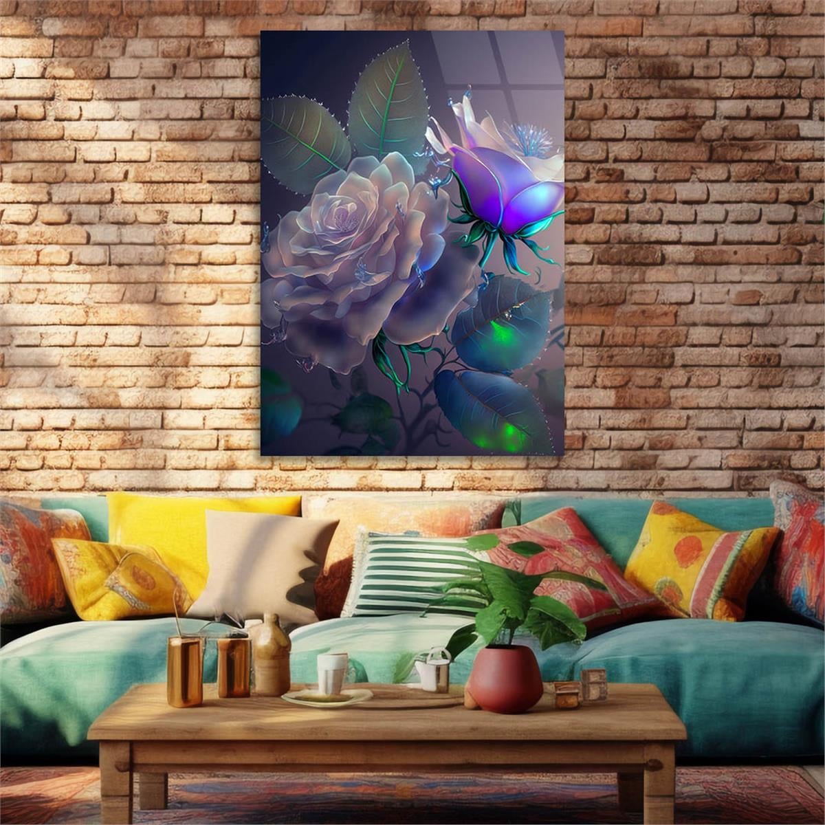 Dikey Sanat Temalı Cam Tablo 435