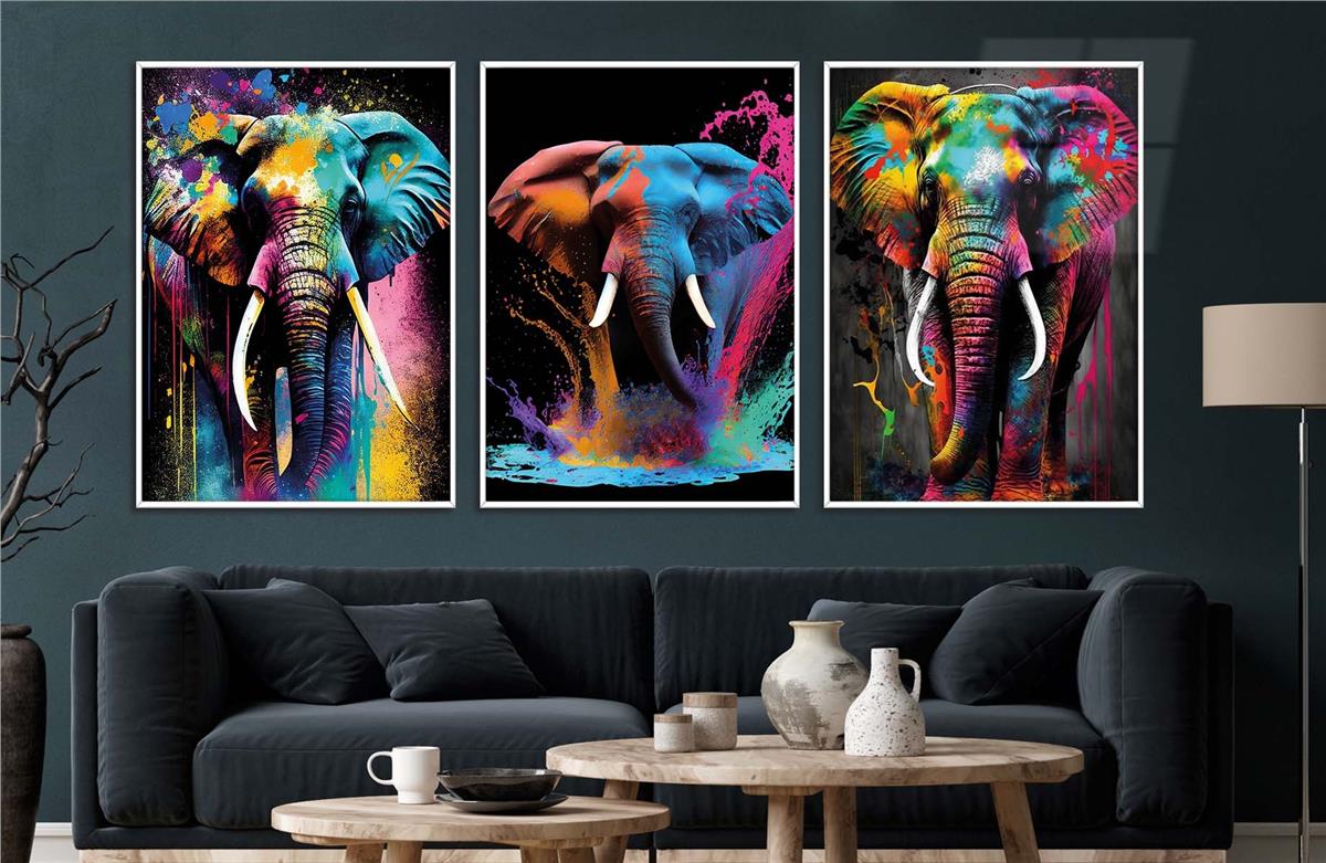 Alüminyum Çerçeveli Sanat Temalı 3lü Set CAM Tablo 0077