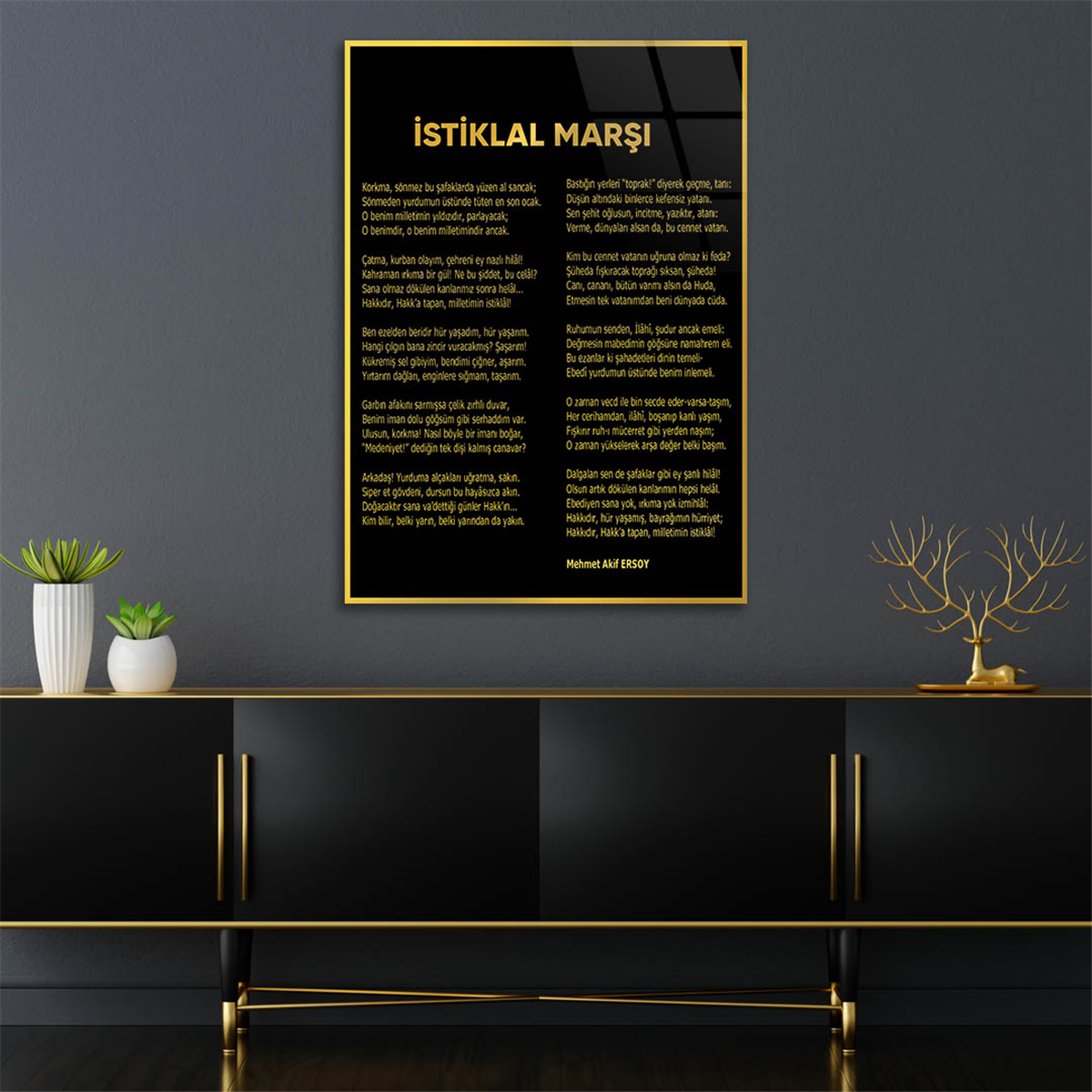 Turkish National Anthem Tempered Glass Wall Art 